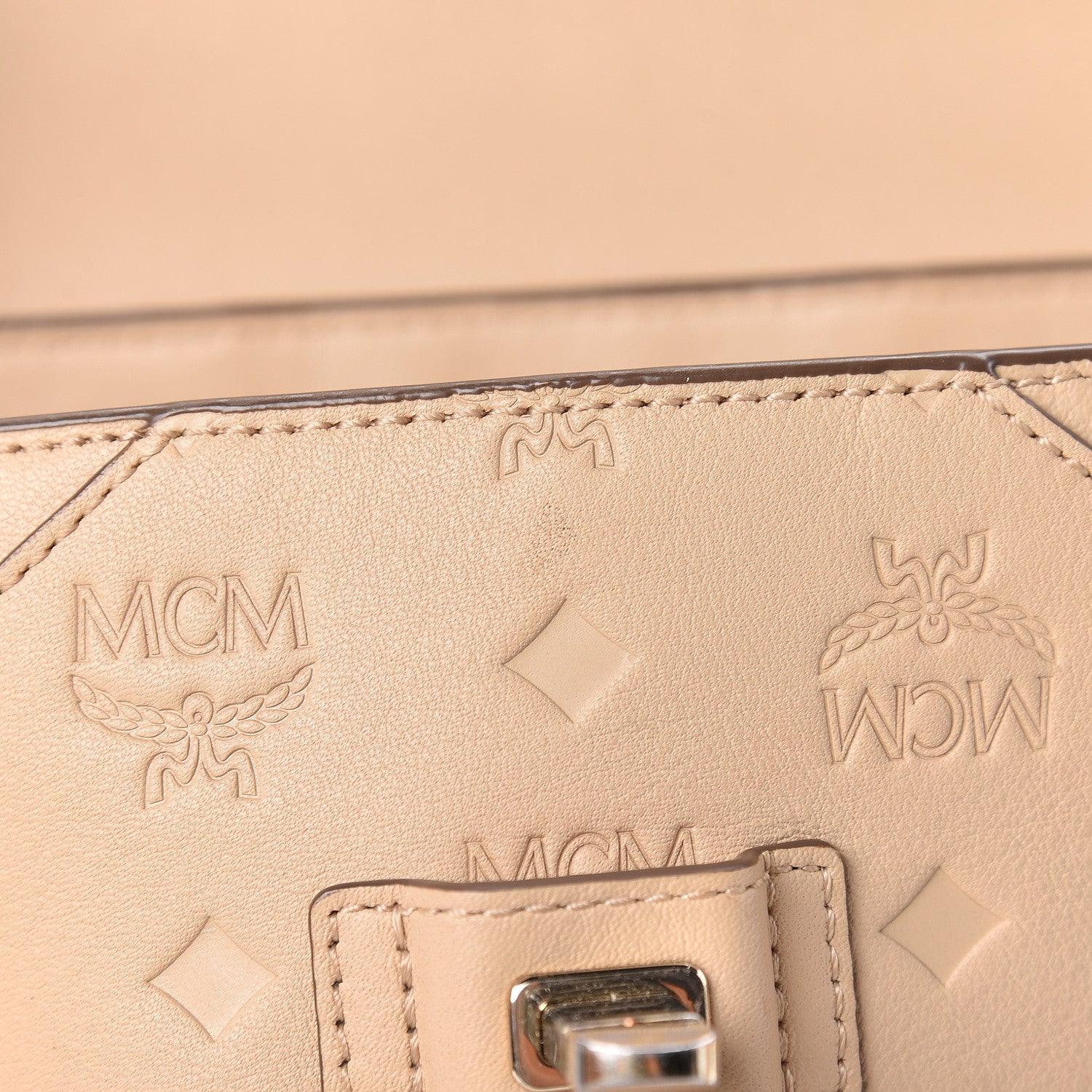 MCM Calfskin Ottomar Monogram Small Original Crossbody Bag New Beige 10 of 16