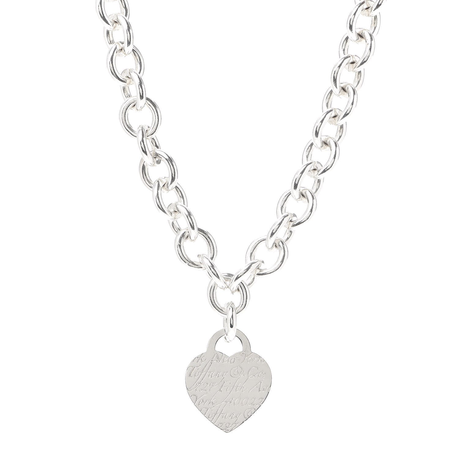 Tiffany Sterling Silver Notes Heart Tag Necklace 1 of 5