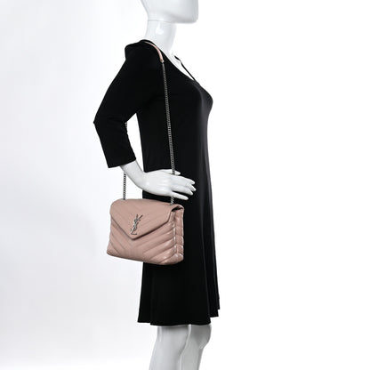 Saint Laurent Calfskin Y Quilted Monogram Small Loulou Chain Satchel Pale Blush 2 of 10