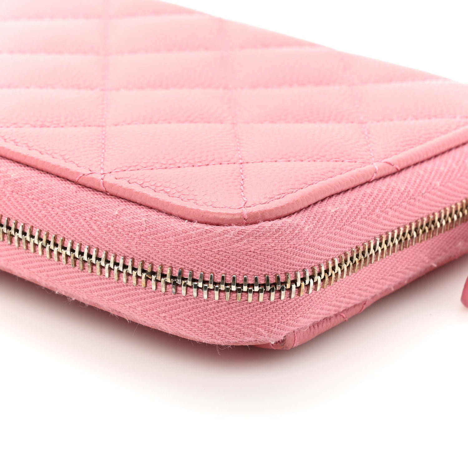 Chanel Caviar Quilted Large Gusset Zip Around Wallet Pink 14 of 19