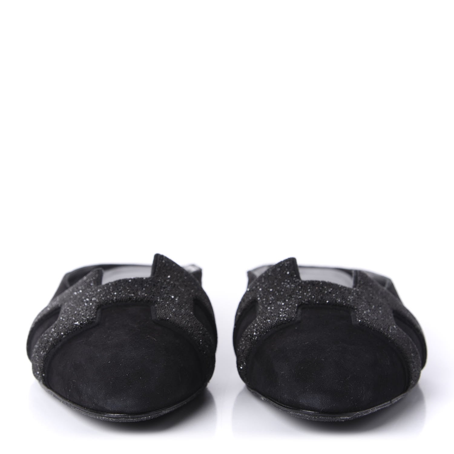 Hermes Suede Goatskin Crystal Roxane Mules 36 Black 2 of 8