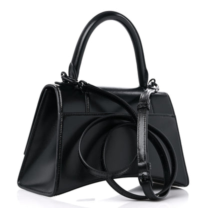 Balenciaga Shiny Box Calfskin Monochrome Small Hourglass Top Handle Bag Black 3 of 11