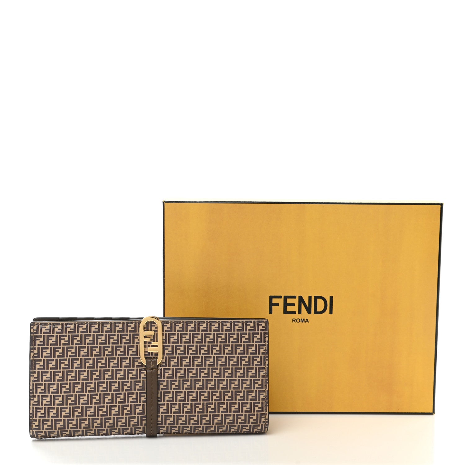 Fendi Vitello Liberty Micro FF Embossed O'Lock Long Wallet Beige Amido Maya 8 of 8