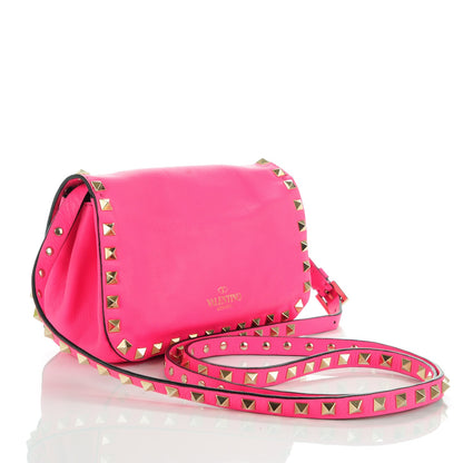 Valentino Garavani Vitello Mini Rockstud Flap Saddle Crossbody Bag Fuxia Fluo 3 of 7
