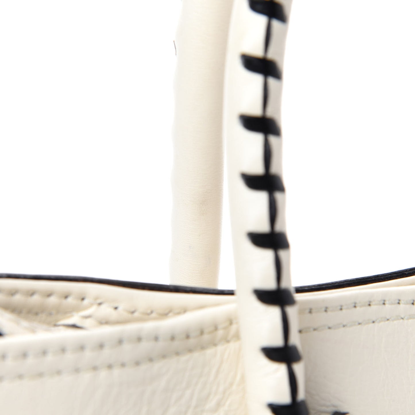 Calfskin Whipstitch Folk Tote White