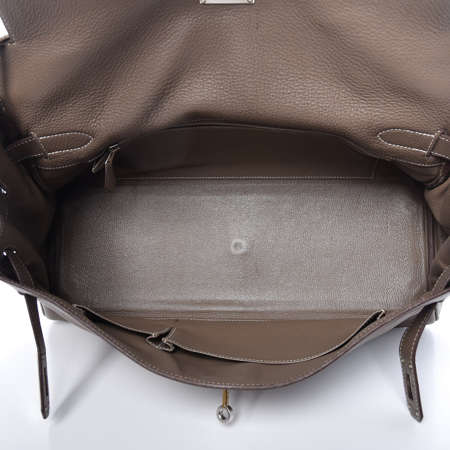 Hermes Taurillon Clemence Shoulder Kelly 40 Etoupe 5 of 14