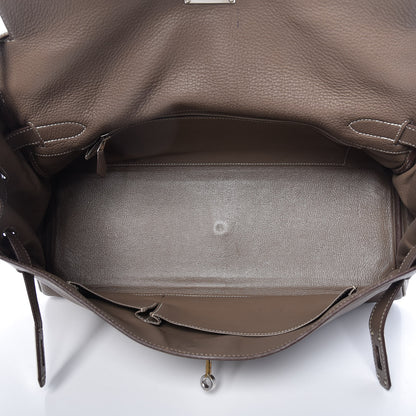 Hermes Taurillon Clemence Shoulder Kelly 40 Etoupe 5 of 14