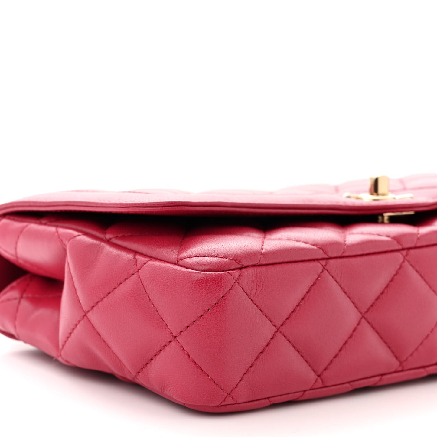Lambskin Quilted Small Flap Bag Dark Red