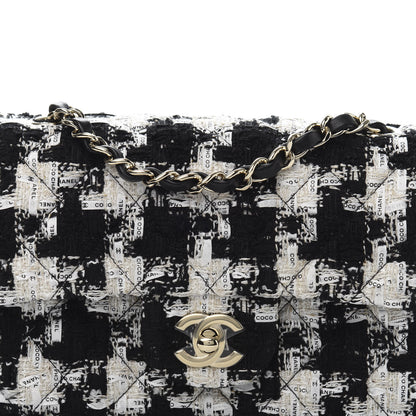 Chanel Tweed Quilted Mini Rectangular Flap Black Ecru White 9 of 10