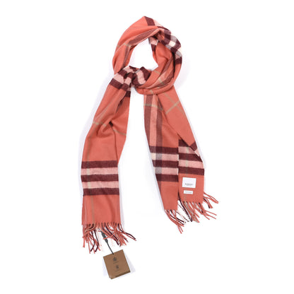 Burberry Cashmere Giant Check Fringe Scarf Clay Sienna 1 of 4