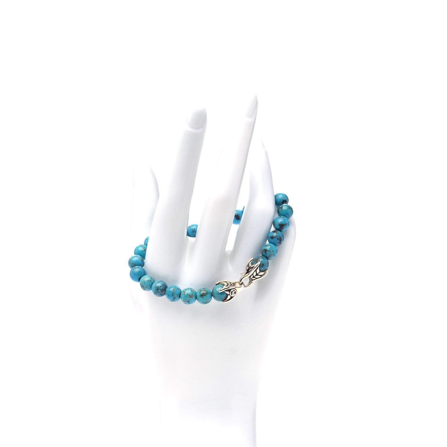 David Yurman Sterling Silver Turquoise 8mm Spiritual Beads Bracelet 2 of 4
