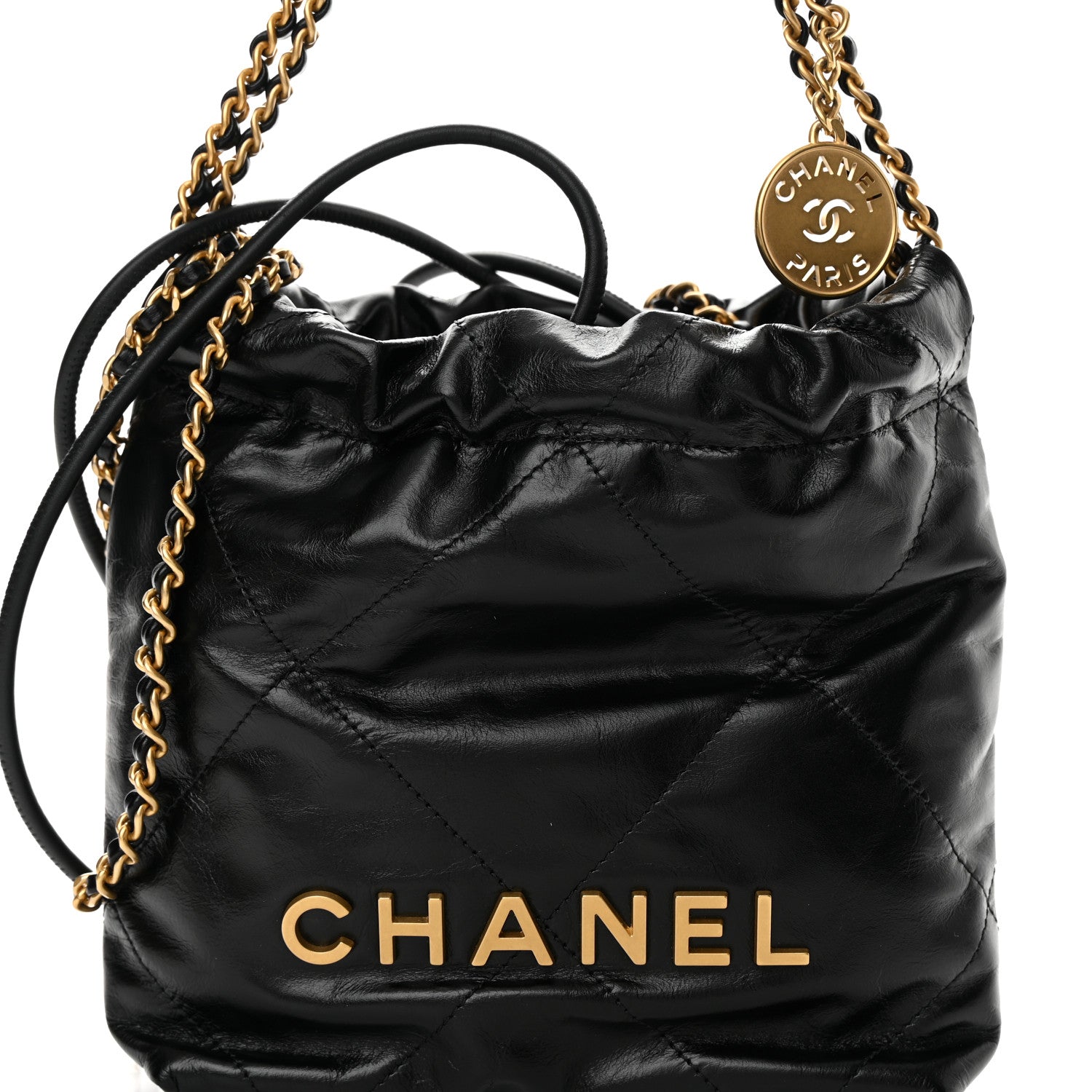 Chanel Shiny Calfskin Quilted Mini Chanel 22 Black 7 of 10