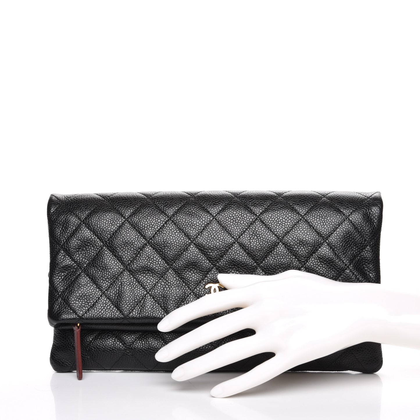 Caviar Quilted CC Beauty Clutch Black
