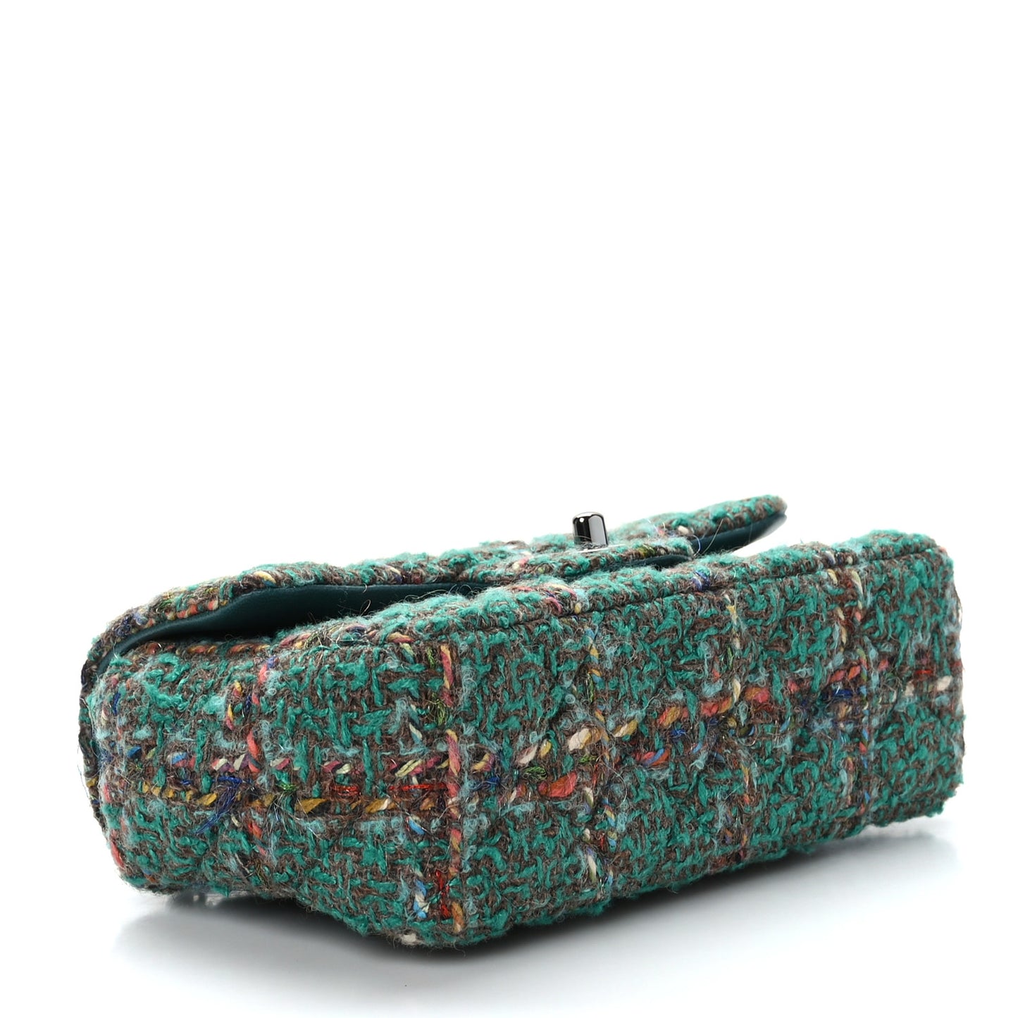 Tweed Quilted Mini Rectangular Flap Green