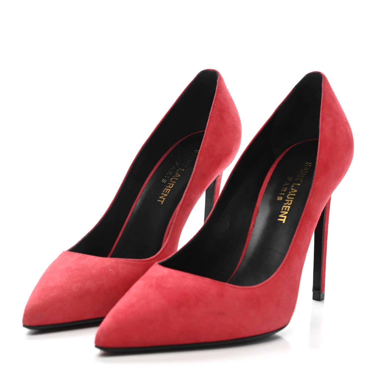 Saint Laurent Kid Scamosciato Classic Paris 105 Skinny Pumps 37 New Red 3 of 9