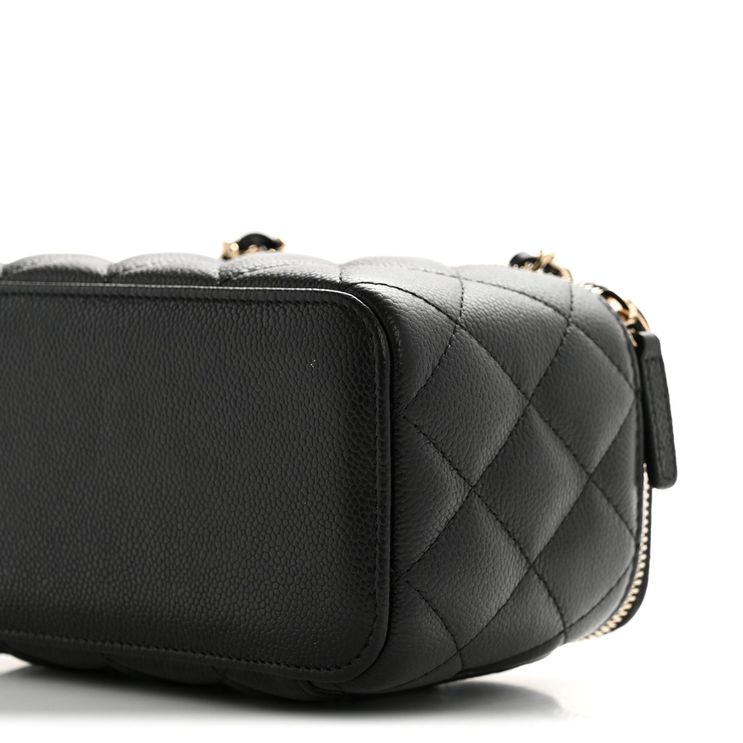 Caviar Quilted Small Tiny CC Vanity Case With Chain Black