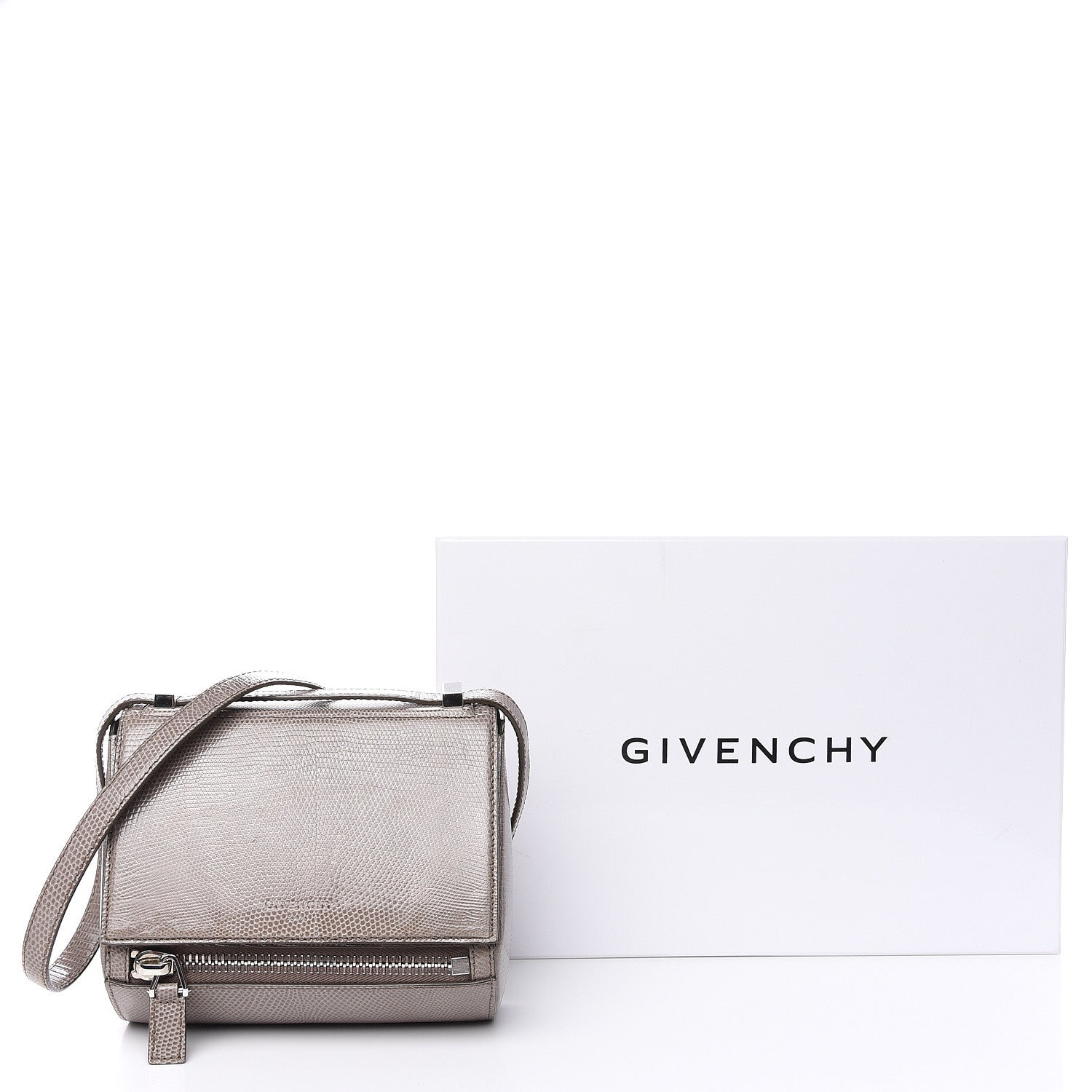 Givenchy Calfskin Lizard Embossed Mini Pandora Box Crossbody Bag Mastic 16 of 16