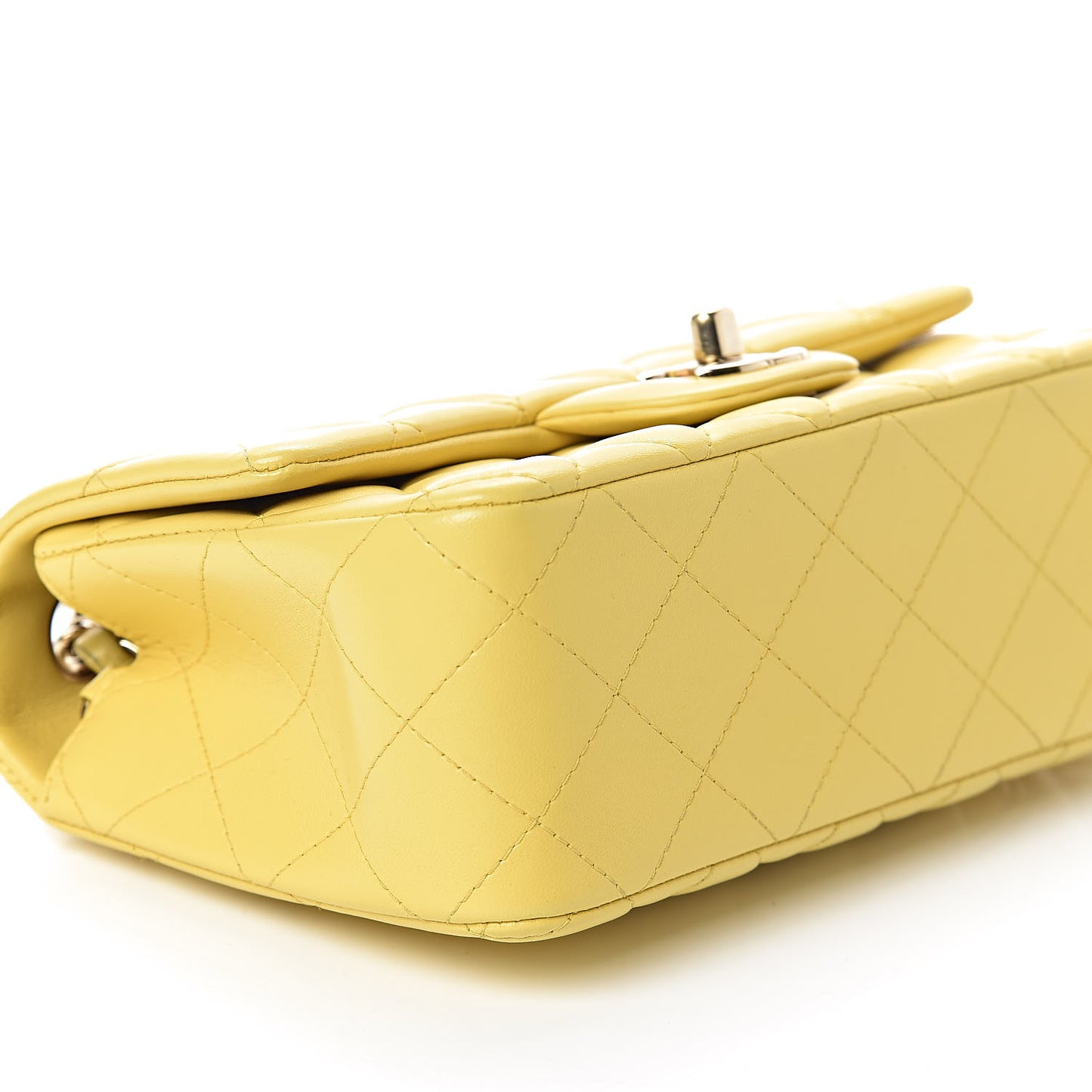 Lambskin Quilted Mini Rectangular Flap Yellow