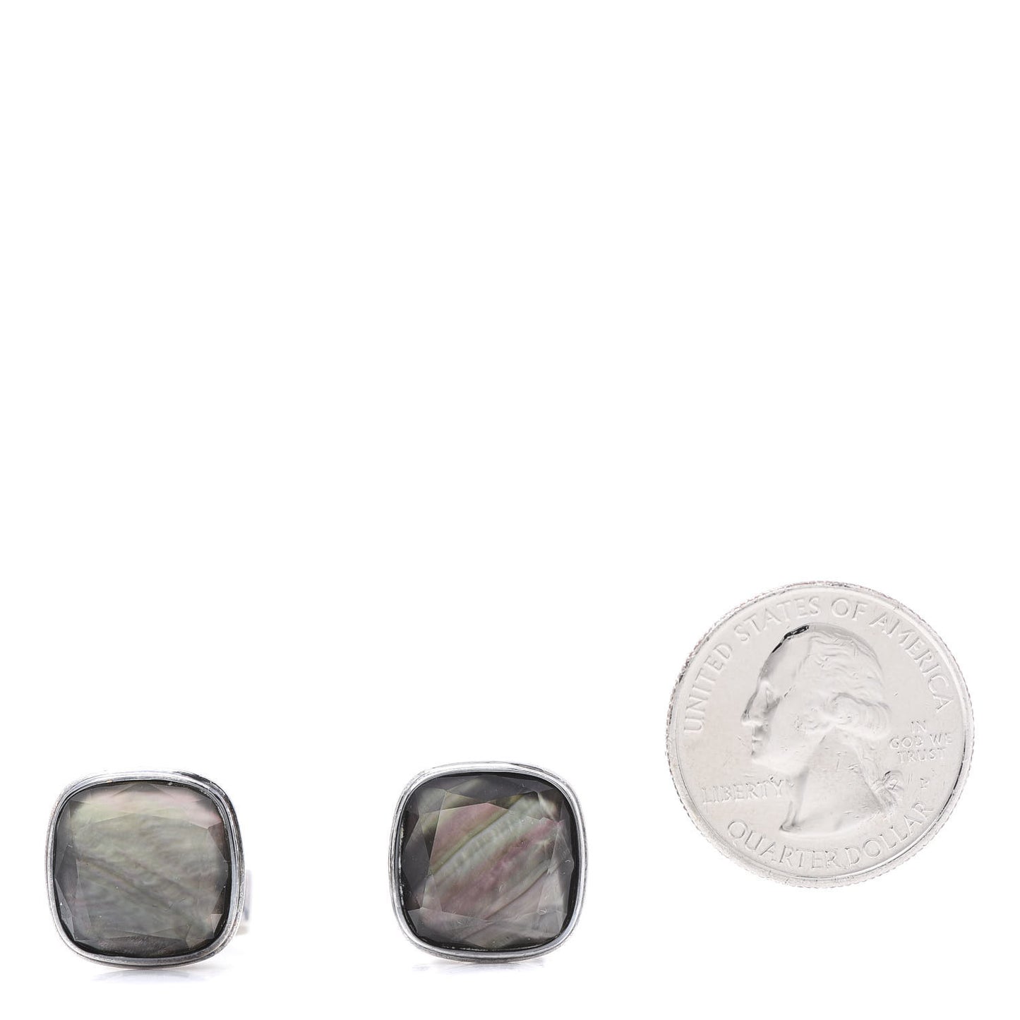Sterling Silver Black Mother of Pearl Square Cufflinks