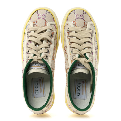 Gucci Canvas Lame Crystal GG Monogram Womens 1977 Tennis Sneakers 36 Gardenia Silver Mystic White 2 of 12
