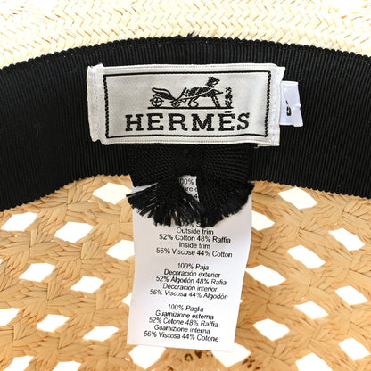 Hermes Straw Panama Elenora Hat 57 Naturel Black 6 of 8