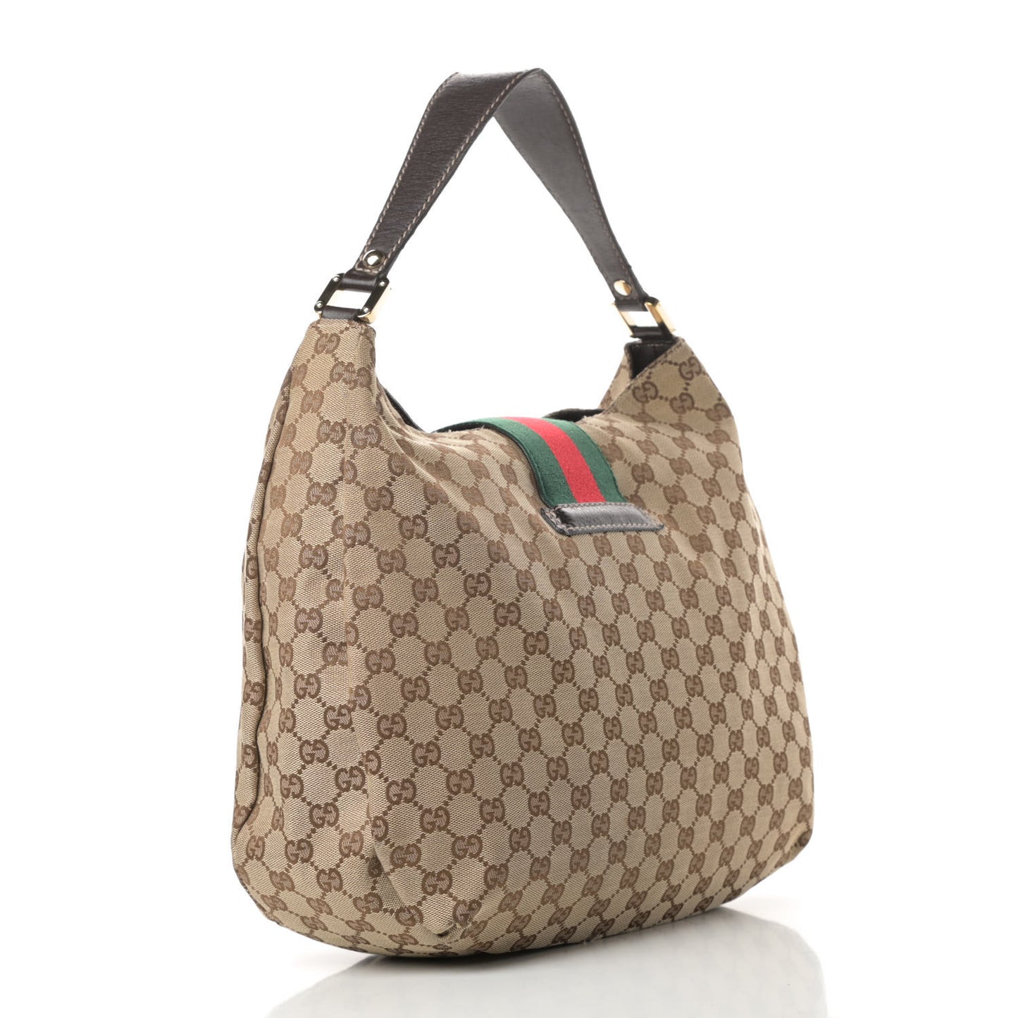 Monogram Large New Ladies Web Hobo Dark Brown