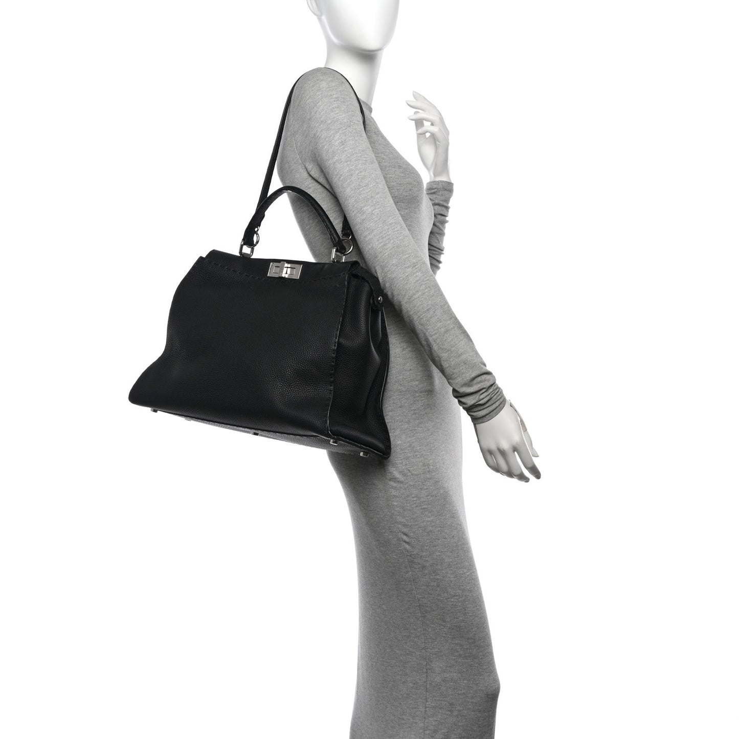 Cuoio Romano Selleria Bi-Color Large Peekaboo Iconic Satchel Black Mou