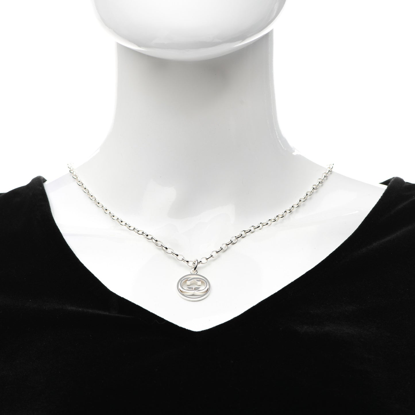 Sterling Silver Interlocking Circle GG Pendant Necklace
