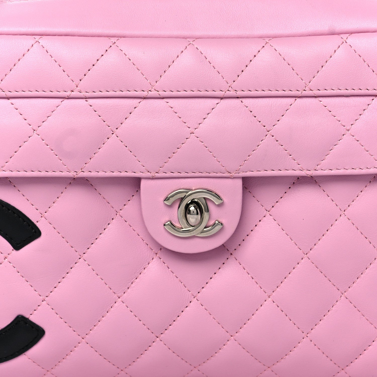 Chanel Calfskin Quilted Cambon Camera Case Pink Black 8 of 12