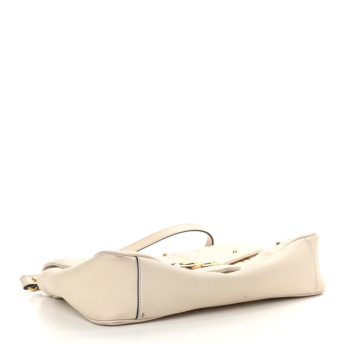 Calfskin Matelasse Studded Medium GG Marmont Shoulder Bag White