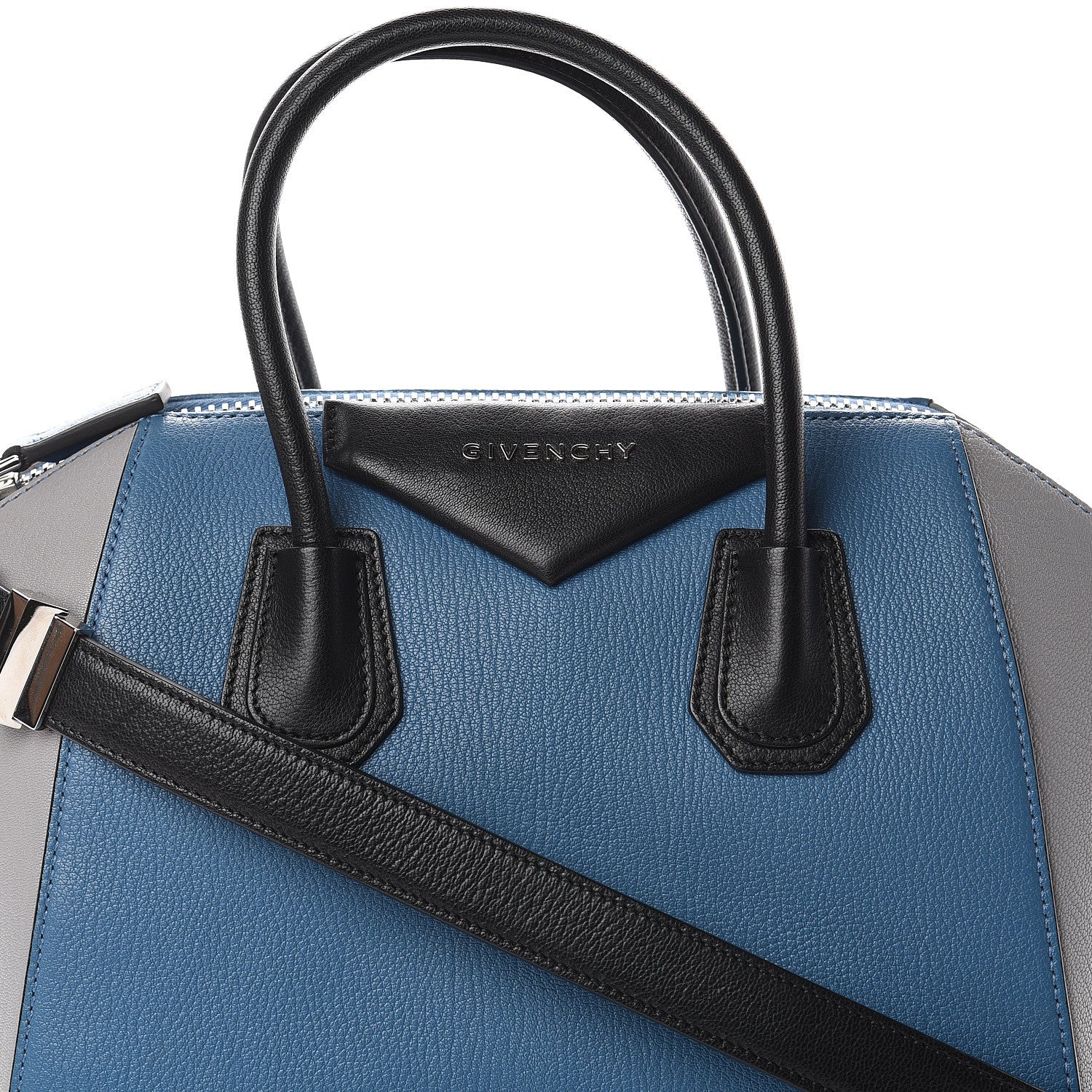 Givenchy Sugar Goatskin Small Tri-Color Antigona Blue Grey Black 6 of 8