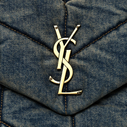 Saint Laurent Denim Quilted Toy Loulou Puffer Monogram Chain Satchel Rodeo Blue 7 of 9