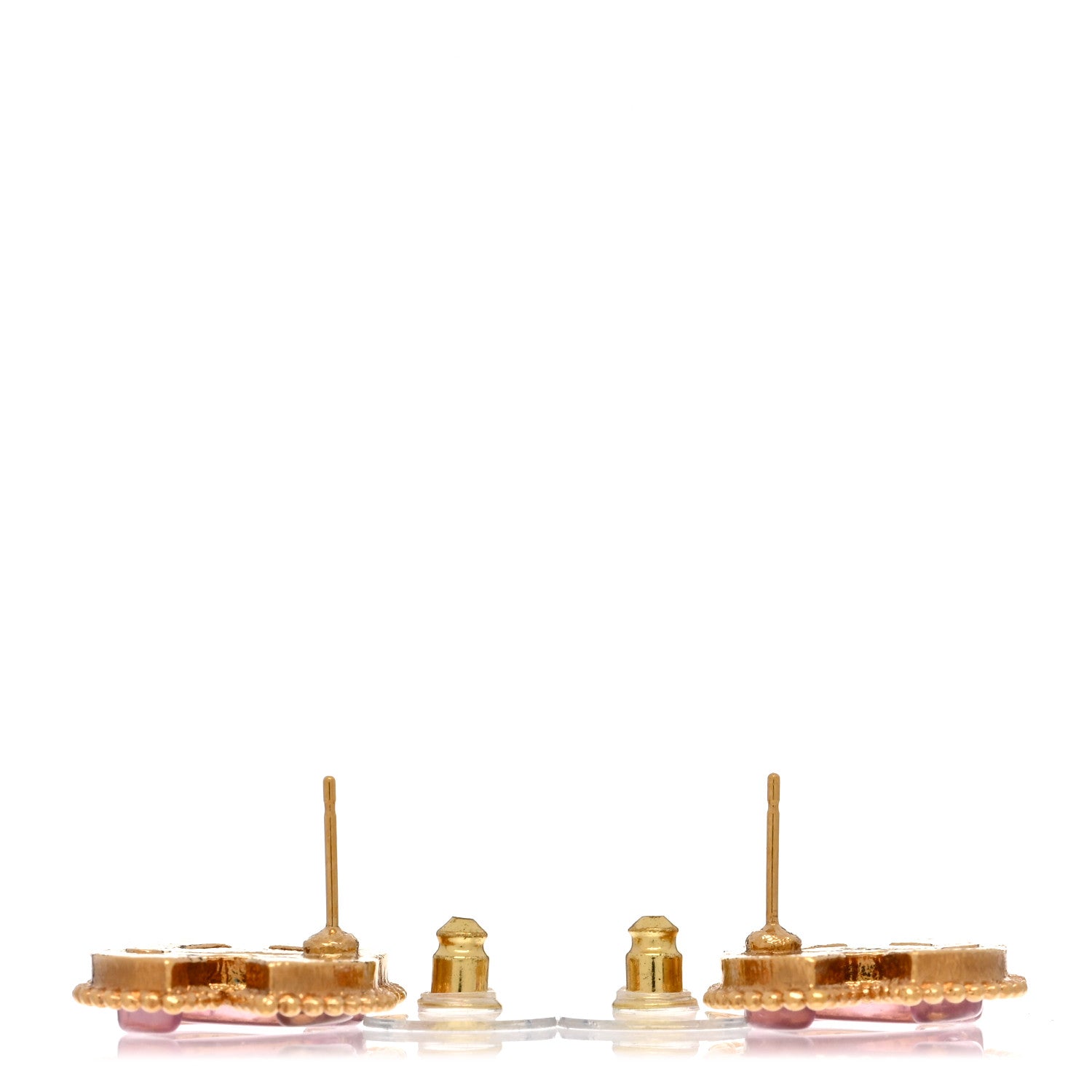 Chanel Metal Resin Rope CC Earrings Gold Pink 3 of 5