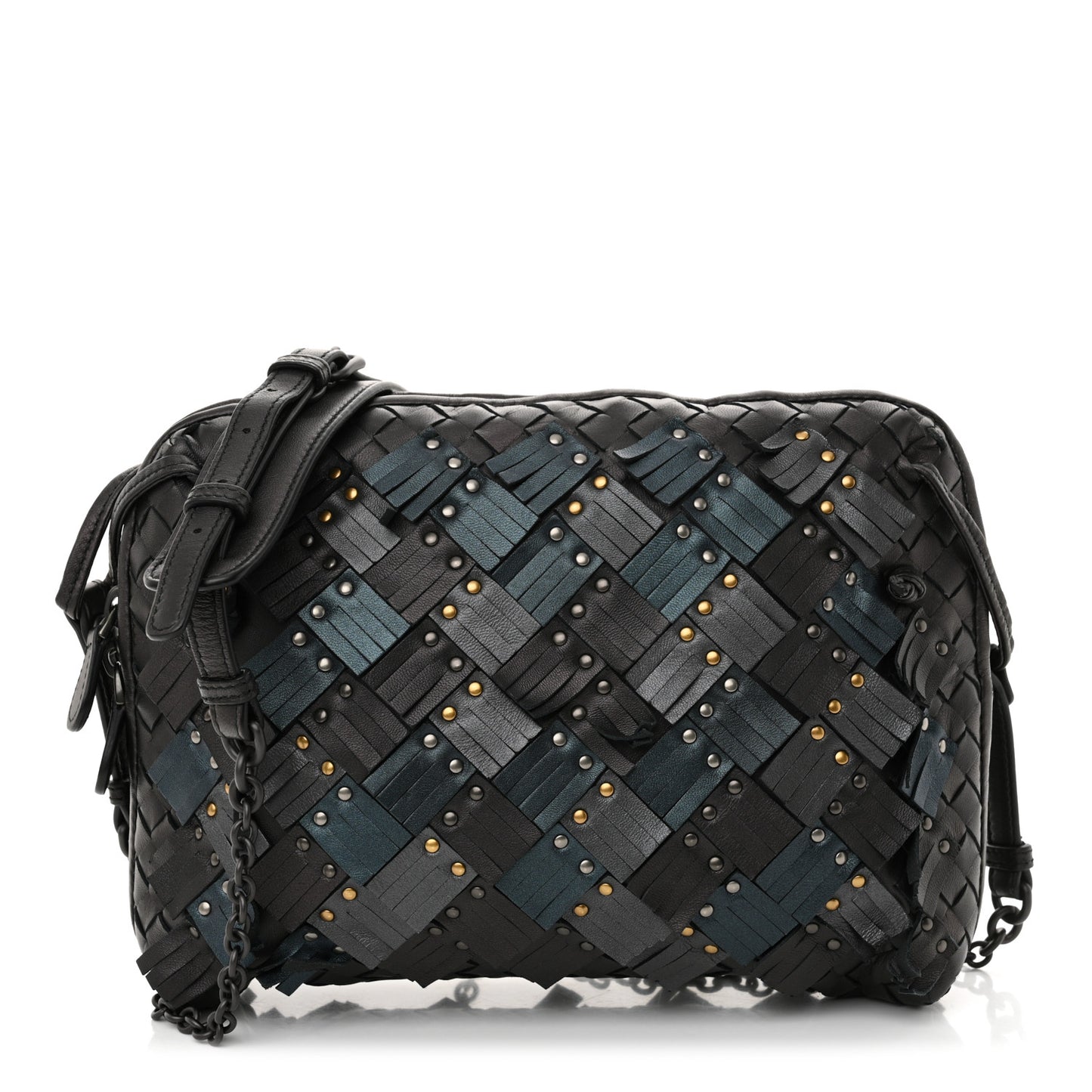 Nappa Intrecciato Fringe Studded Nodini Crossbody Messenger Multicolor