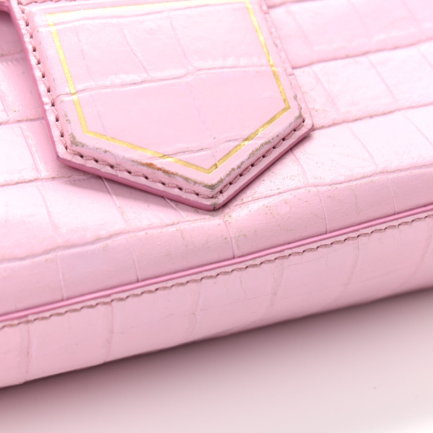 Givenchy Calfskin Crocodile Embossed Small Nobile Shoulder Bag Pink 11 of 14