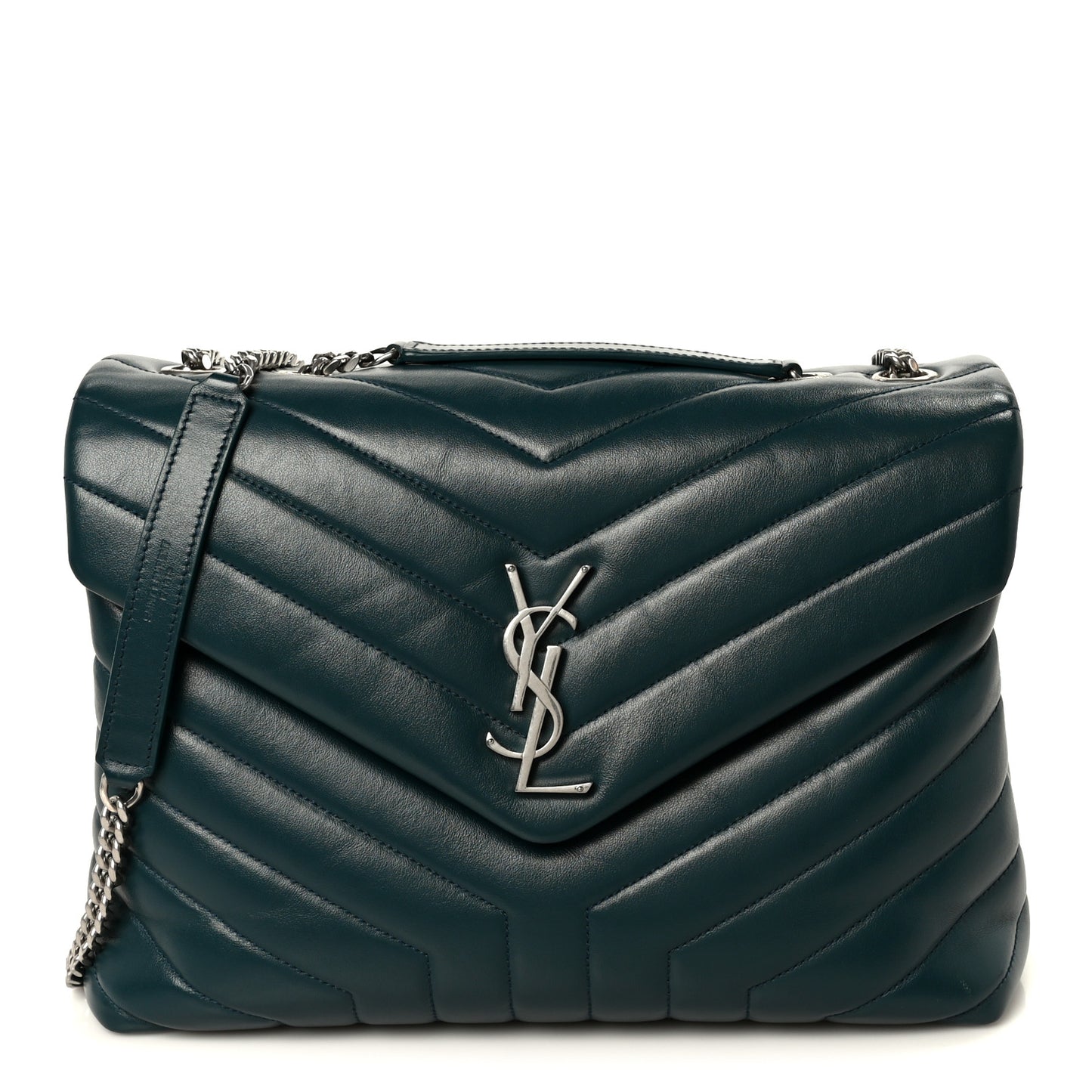 Calfskin Y Quilted Monogram Medium Loulou Chain Satchel Dark Turquoise