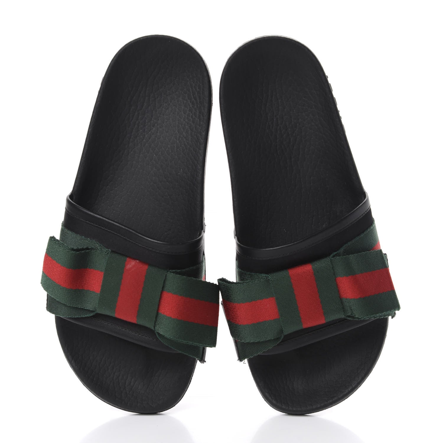 Gucci Satin Web Bow Slide Sandals 37 Black 5 of 9