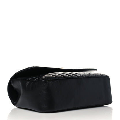 Chanel Calfskin Chevron Quilted Top Handle Flap Black 4 of 9