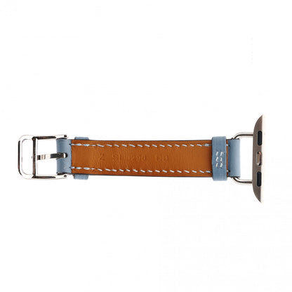 Hermes Swift 41mm Apple Watch Attelage Double Tour Band Bleu Lin 3 of 4