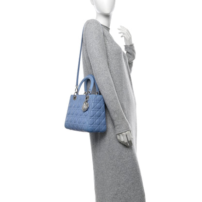 Christian Dior Lambskin Cannage Medium Lady Dior Light Blue 2 of 13