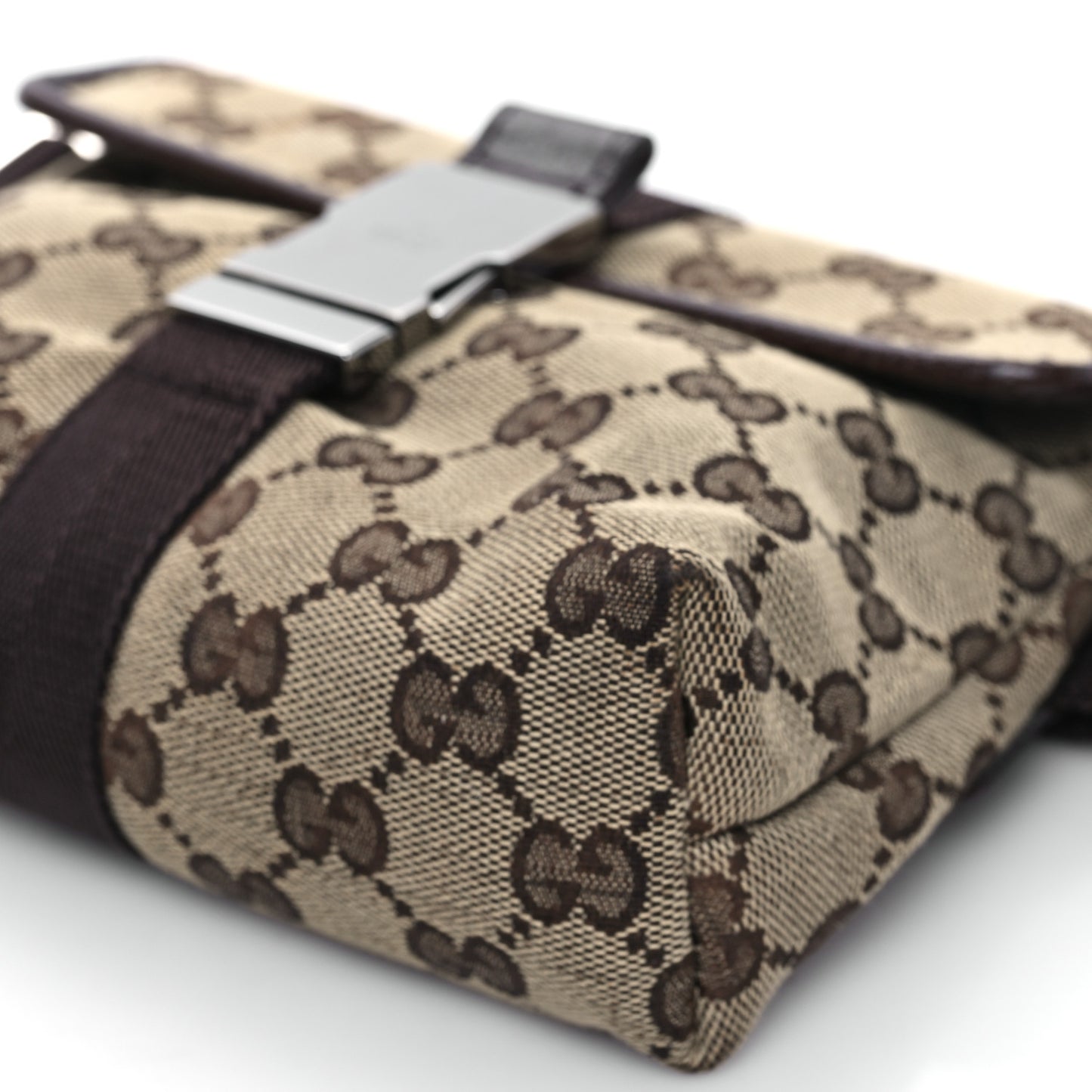 GG Monogram Buckle Belt Bag Dark Brown