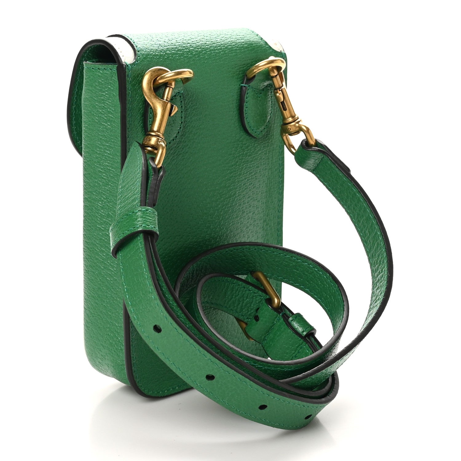 Gucci X ADIDAS Textured Dollar Calfskin Trefoil Embossed Phone Crossbody Bag New Shamarock 3 of 10