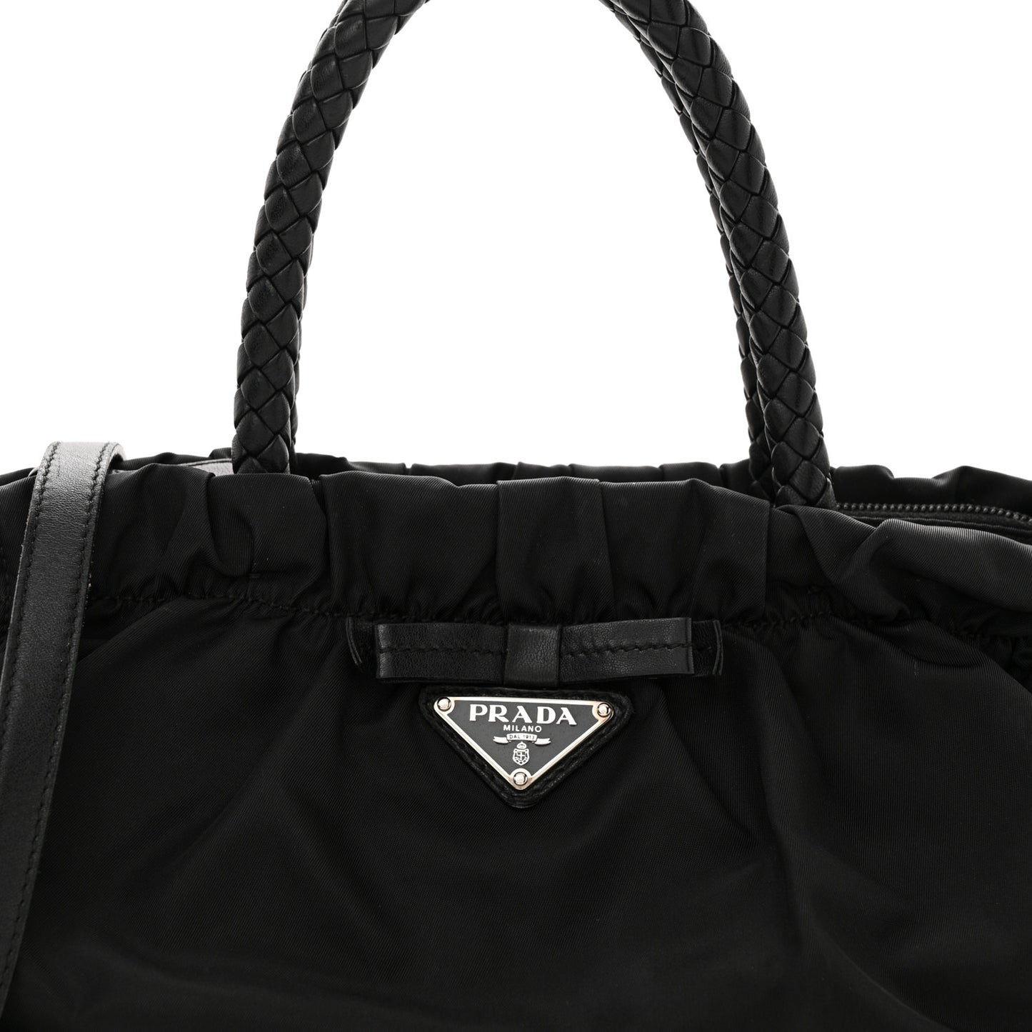 Tessuto Nylon Bow Shoulder Bag Black