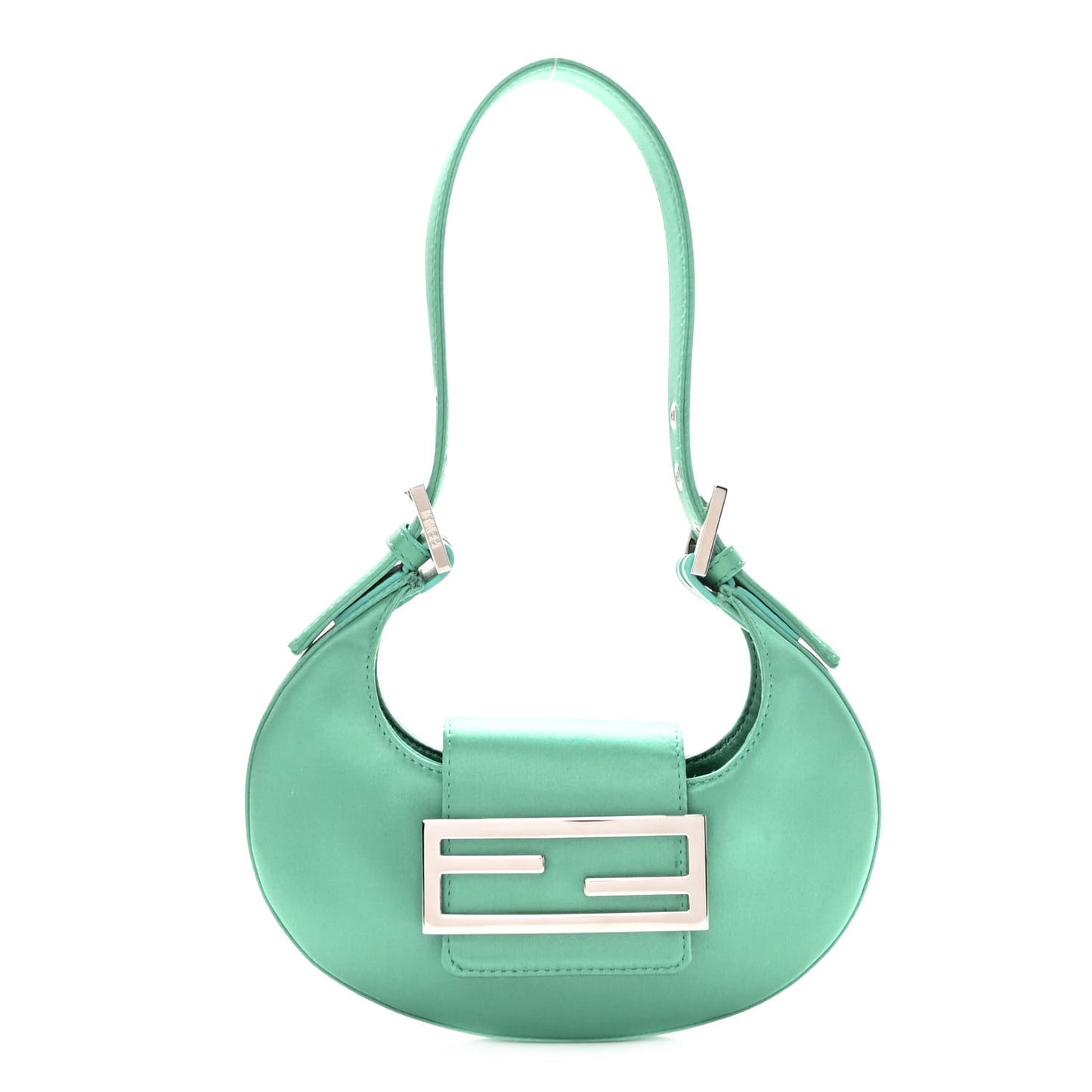 Silk Satin Mini Cookie Hobo Bag Spring Turquoise