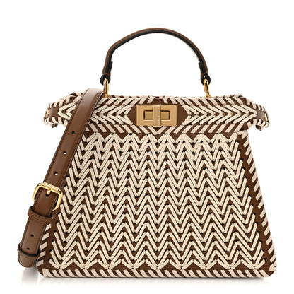 Fendi Calfskin Cord Small Peekaboo I SEE U Satchel Gianduia Multicolor 1 of 11