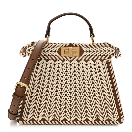 Calfskin Cord Small Peekaboo I SEE U Satchel Gianduia Multicolor