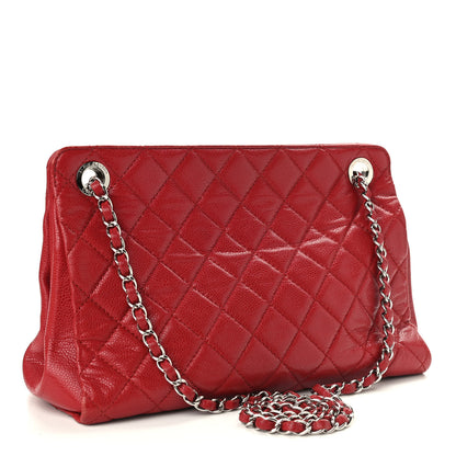 Chanel Caviar Quilted Timeless CC Shopping Tote Red 3 of 12