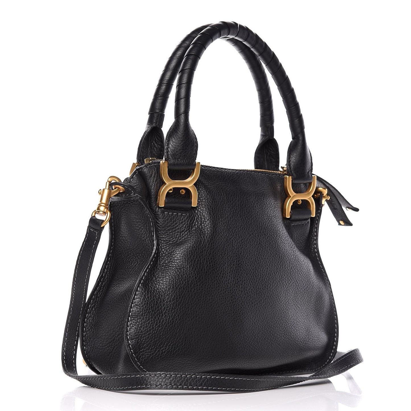 Calfskin Small Marcie Satchel Black