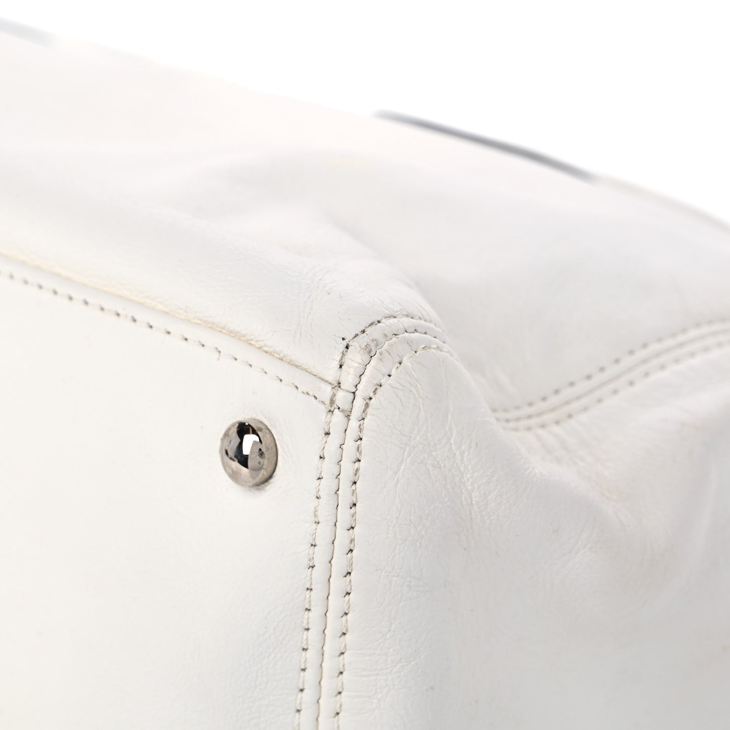 Lambskin Executive Cerf Shopper Tote White
