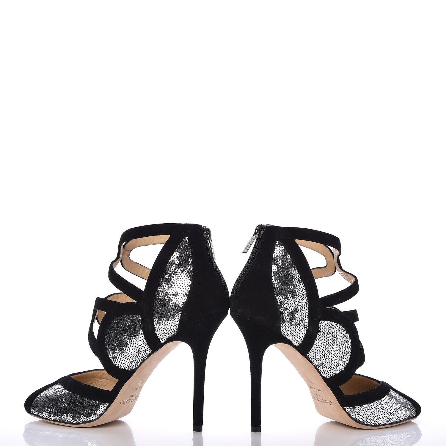 Jimmy Choo Suede Sequin Tempest Sandals 41.5 Silver 5 of 15